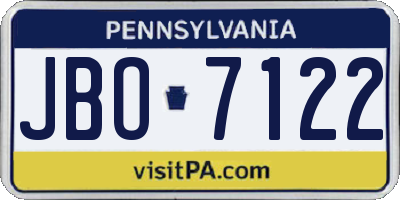 PA license plate JBO7122
