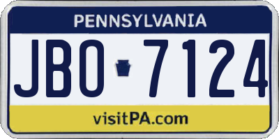 PA license plate JBO7124