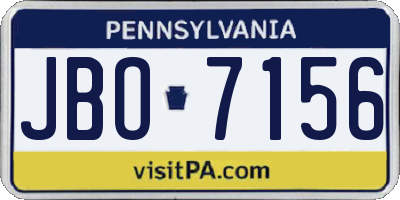 PA license plate JBO7156