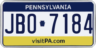 PA license plate JBO7184