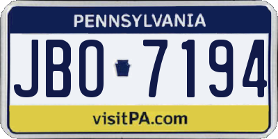 PA license plate JBO7194
