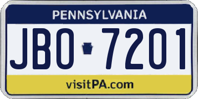 PA license plate JBO7201