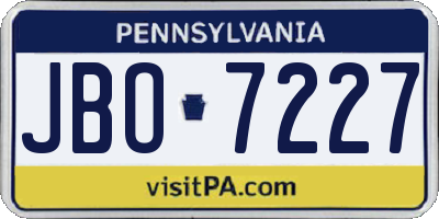 PA license plate JBO7227