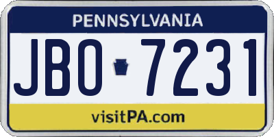 PA license plate JBO7231