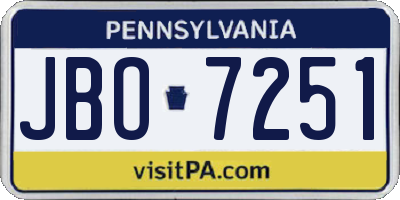 PA license plate JBO7251