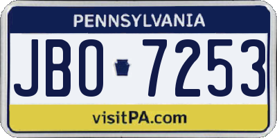 PA license plate JBO7253