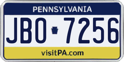 PA license plate JBO7256
