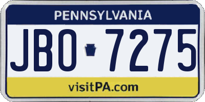 PA license plate JBO7275