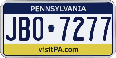 PA license plate JBO7277