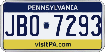 PA license plate JBO7293