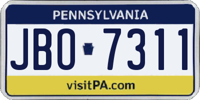 PA license plate JBO7311