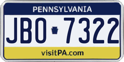 PA license plate JBO7322