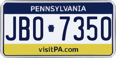 PA license plate JBO7350
