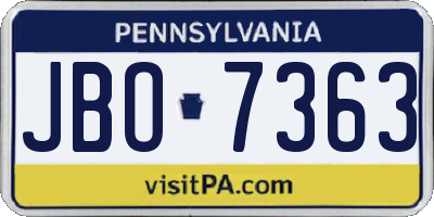 PA license plate JBO7363