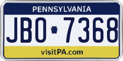 PA license plate JBO7368