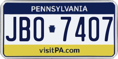 PA license plate JBO7407