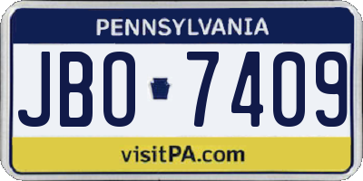 PA license plate JBO7409