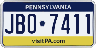 PA license plate JBO7411