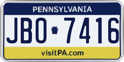 PA license plate JBO7416