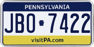 PA license plate JBO7422