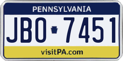 PA license plate JBO7451