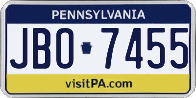 PA license plate JBO7455