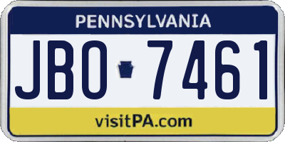 PA license plate JBO7461