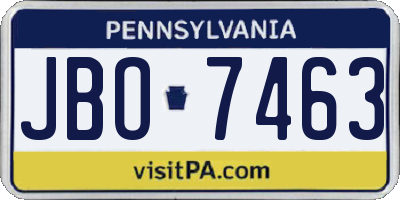 PA license plate JBO7463