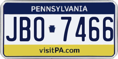 PA license plate JBO7466