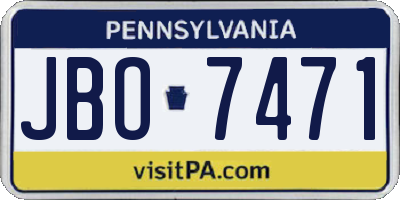 PA license plate JBO7471