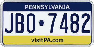 PA license plate JBO7482