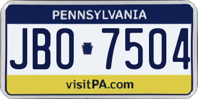 PA license plate JBO7504