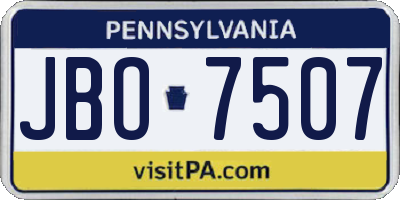 PA license plate JBO7507