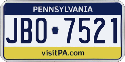 PA license plate JBO7521