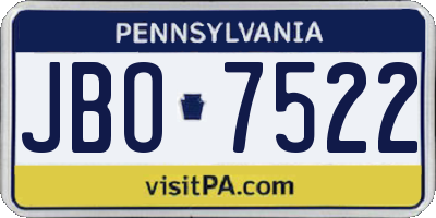 PA license plate JBO7522