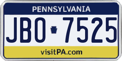 PA license plate JBO7525