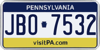 PA license plate JBO7532