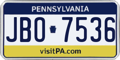 PA license plate JBO7536