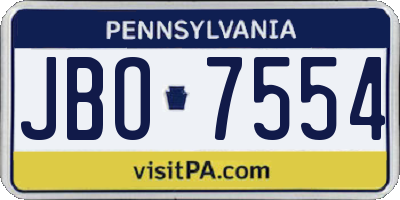 PA license plate JBO7554