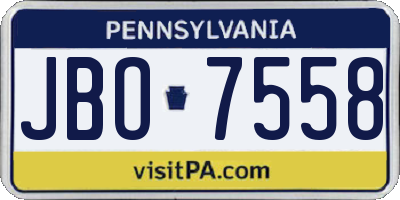 PA license plate JBO7558