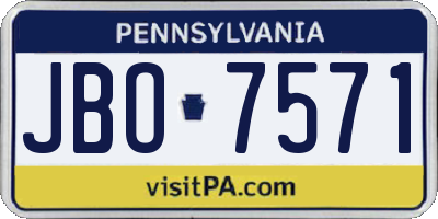 PA license plate JBO7571