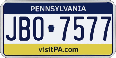 PA license plate JBO7577