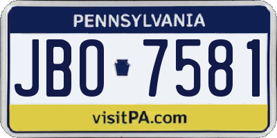PA license plate JBO7581