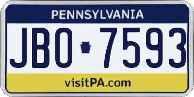 PA license plate JBO7593