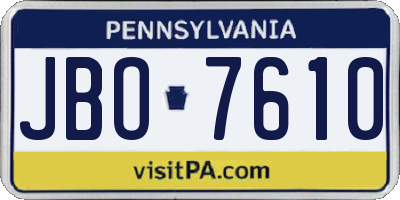 PA license plate JBO7610