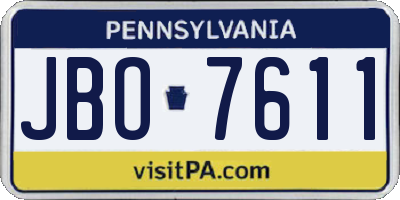 PA license plate JBO7611