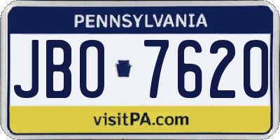 PA license plate JBO7620
