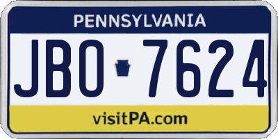 PA license plate JBO7624