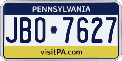 PA license plate JBO7627