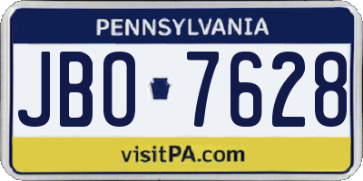 PA license plate JBO7628